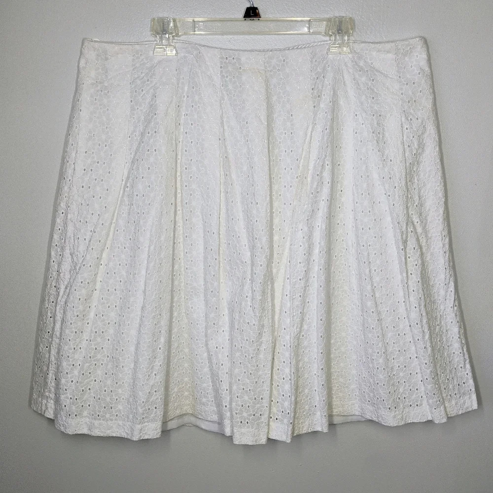 Liz Claiborne White Eyelet Knee Length Cottagecore‎ Skirt Plus Size 18W Peasant